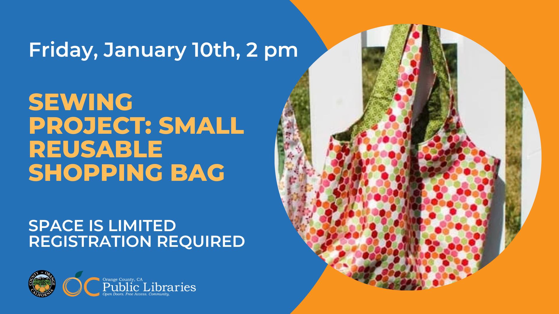 OC Public Library: Sewing Project - Small Reusable Shopping Bag