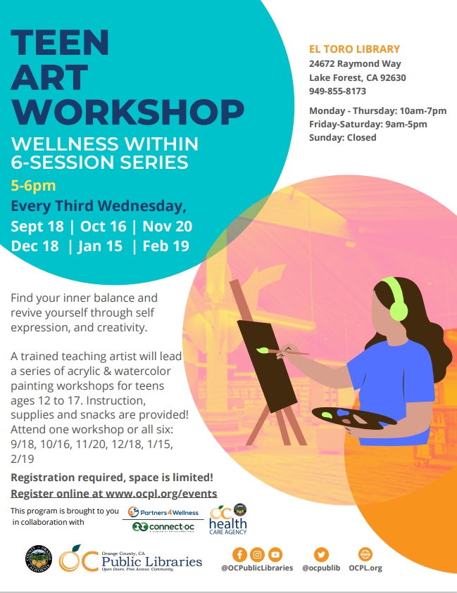 Teen Art Workshop Wellness Within Series