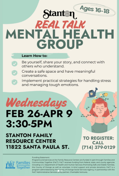 Real Talk Mental Health Group for Teens (Ages 16-18)